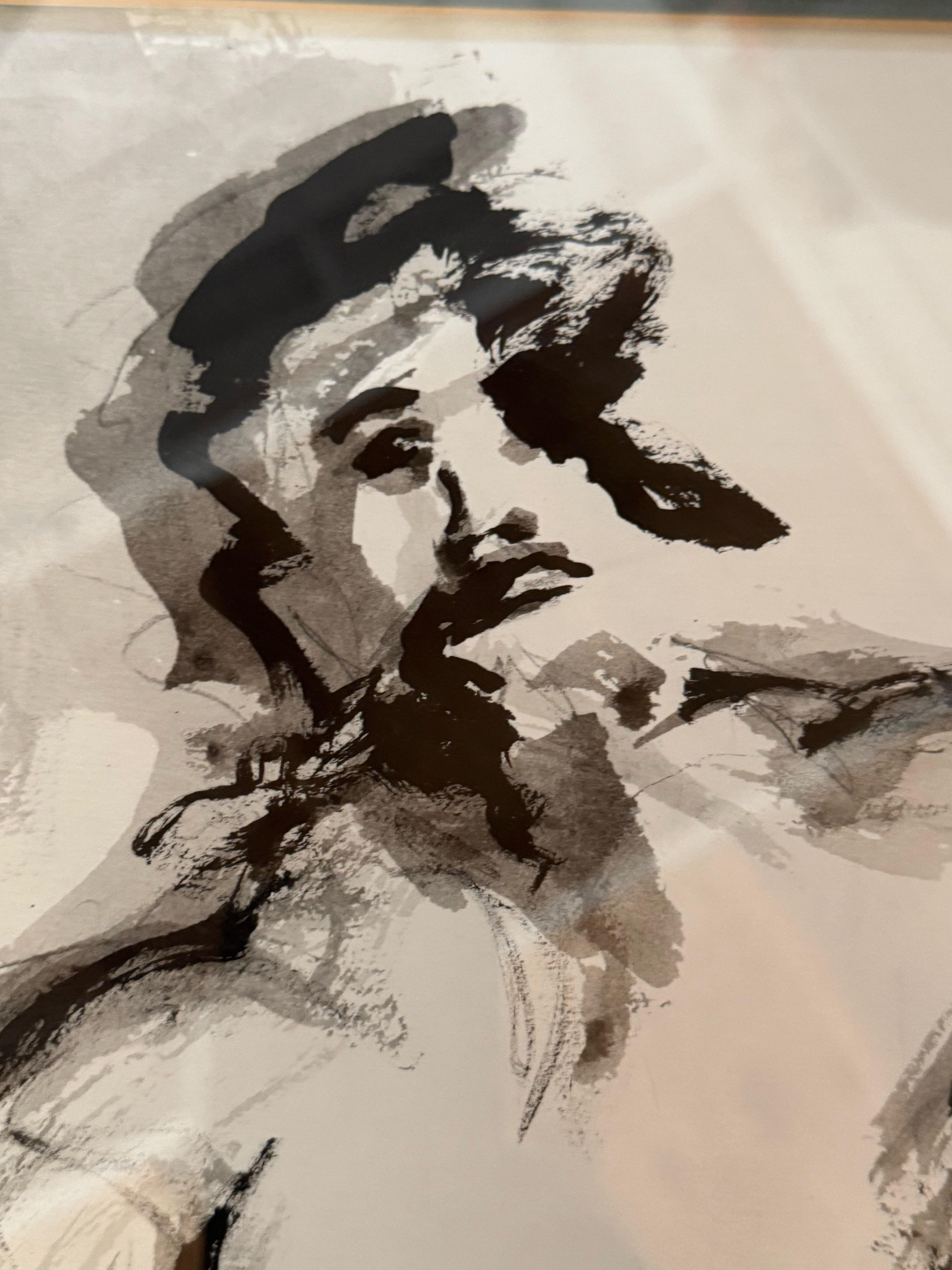 Espressionista Disegno a inchiostro d'epoca di una figura maschile nuda in vendita