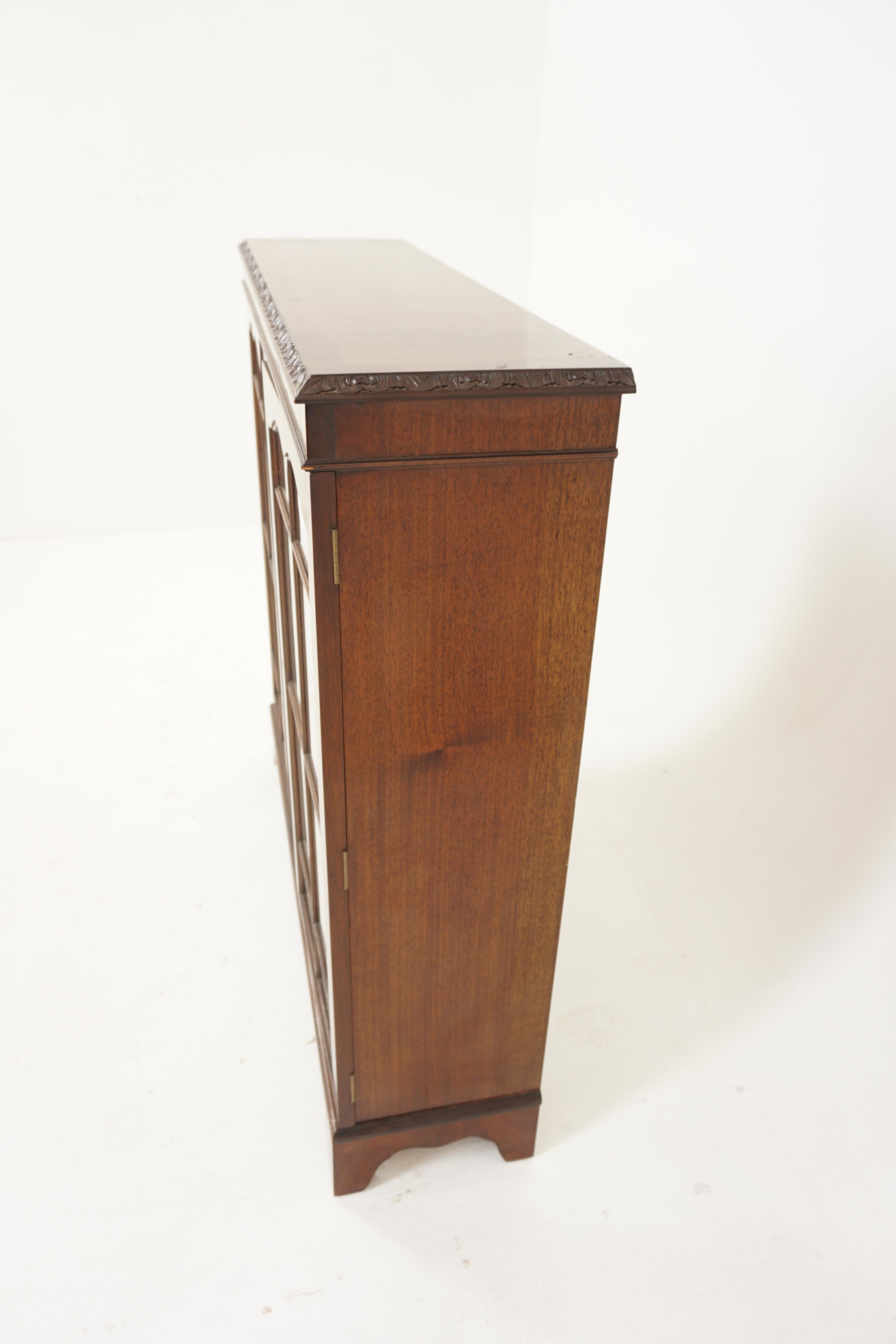 Mid-20th Century Vintage Inlaid Burr Walnut 2 Door Display Cabinet, Bookcase, Scotland 1930, H869