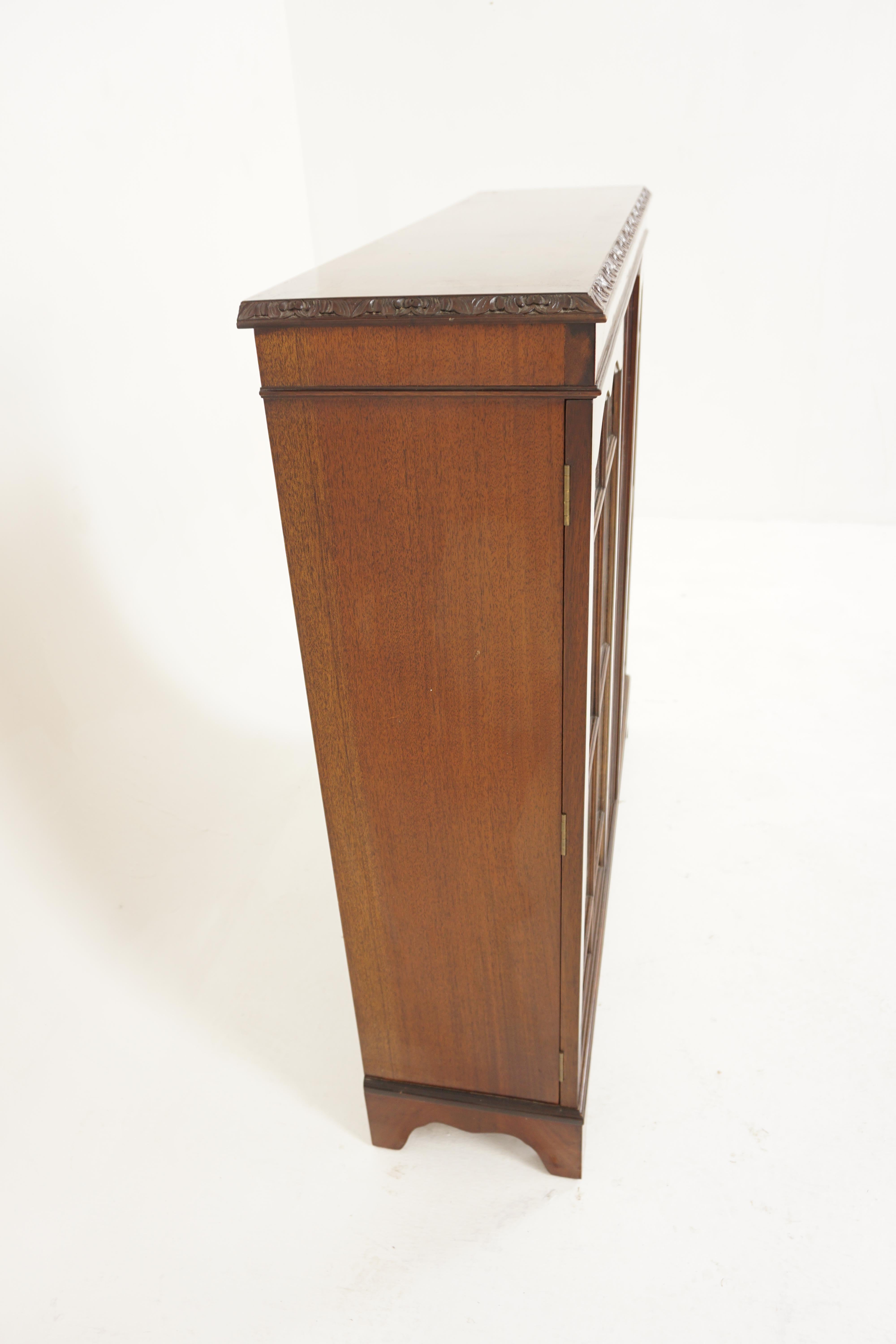 Vintage Inlaid Burr Walnut 2 Door Display Cabinet, Bookcase, Scotland 1930, H869 1