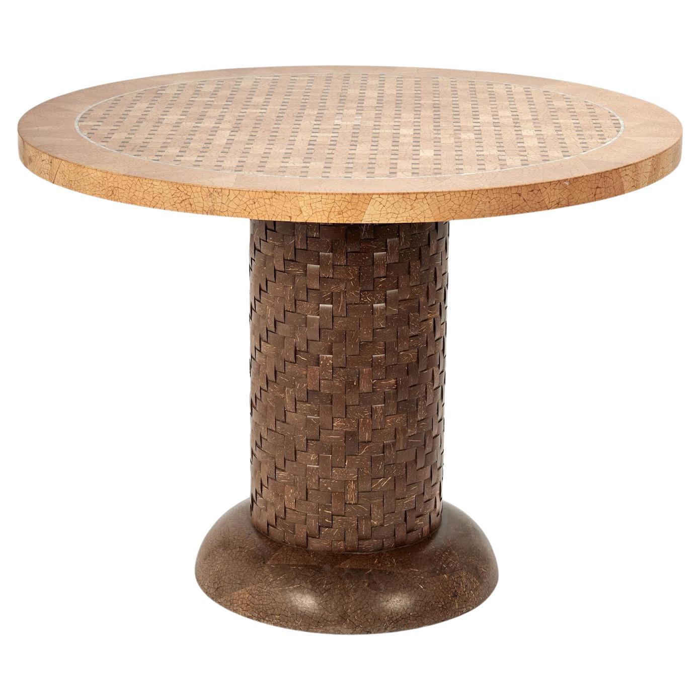 Vintage Intarsien Kokosnuss Center Tisch im Angebot