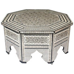 Vintage Inlaid Damascus Mother-of-Pearl Coffee Table, Mid-20th Century