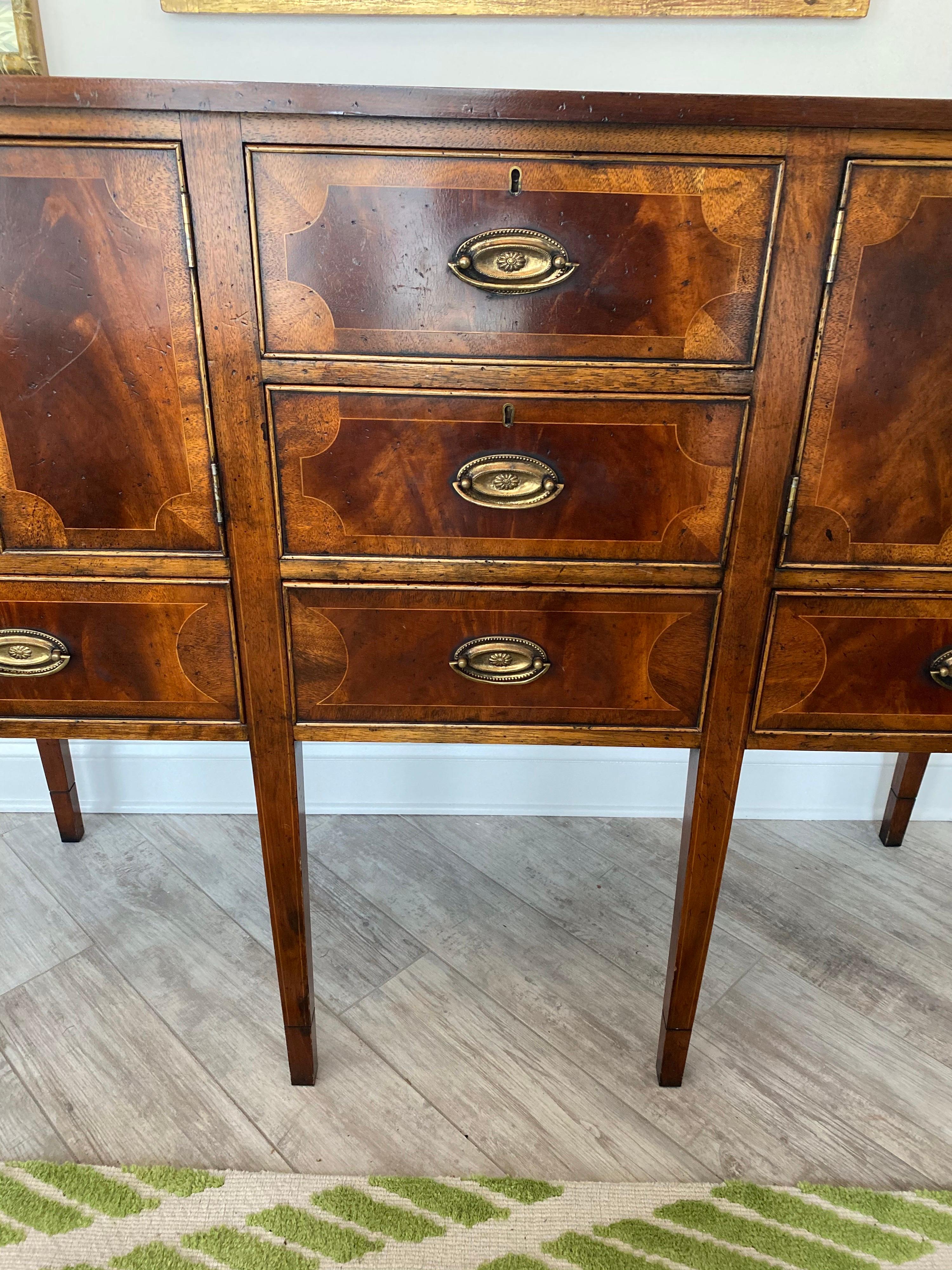 Vintage Inlaid English Sideboard In Good Condition For Sale In West Palm Beach, FL