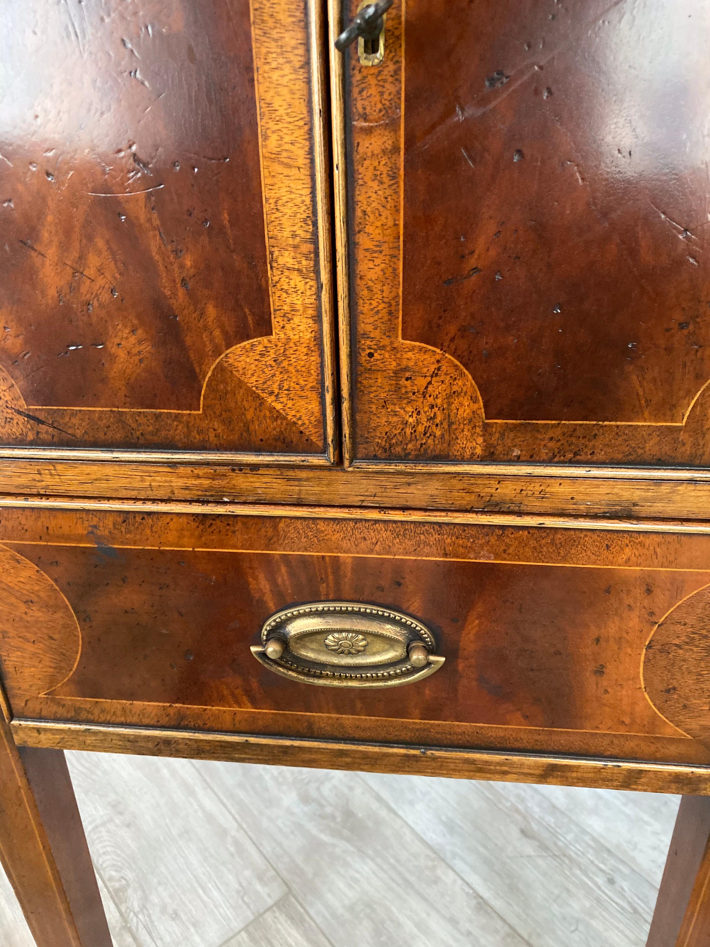 Wood Vintage Inlaid English Sideboard For Sale