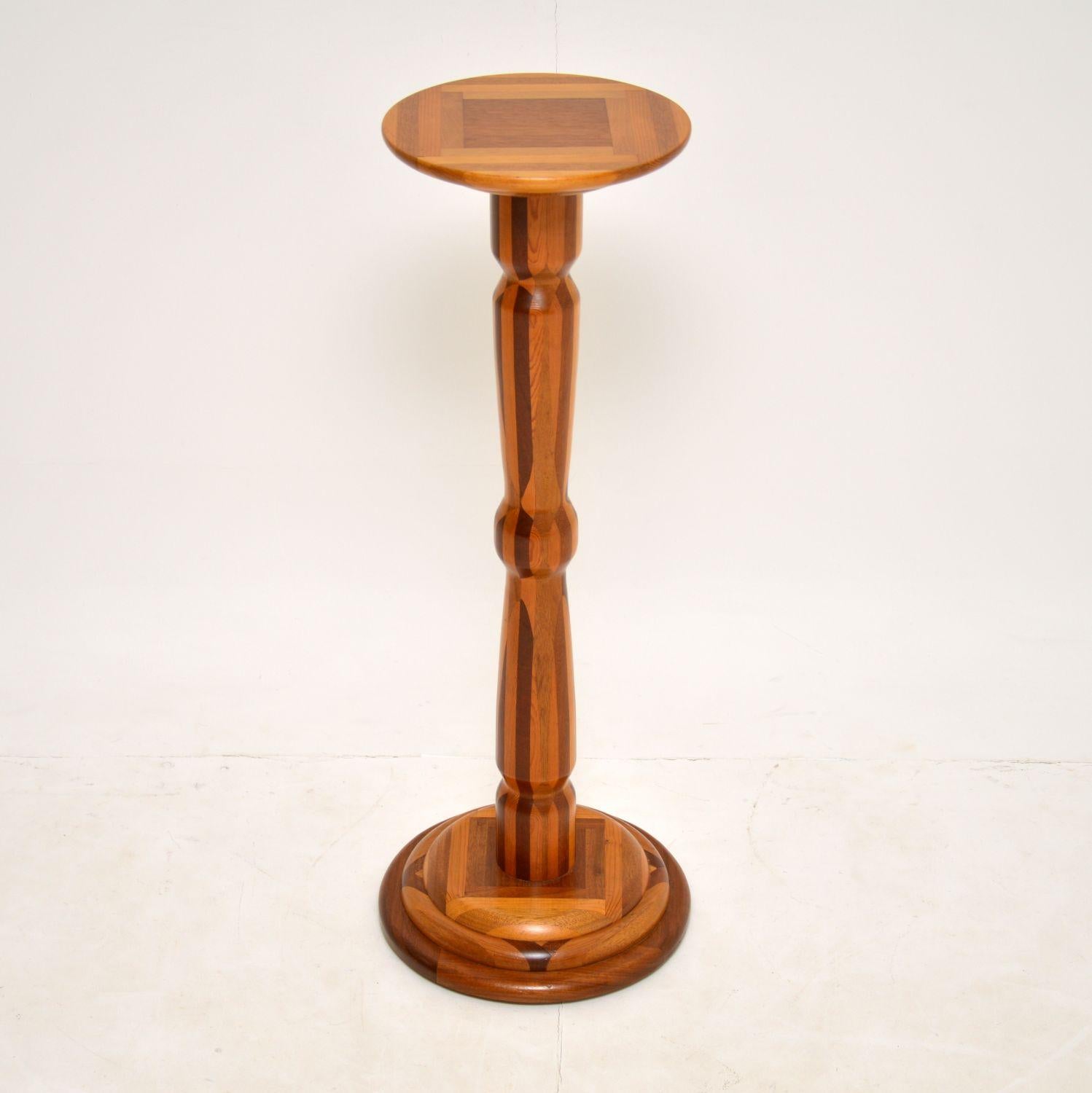 A fantastic vintage tall side table, beautifully made from various solid woods. We believe this was made in New Zealand by Sovereign, it dates from around the 1960-70’s.

We have had a similar side table by Sovereign before which was labelled,