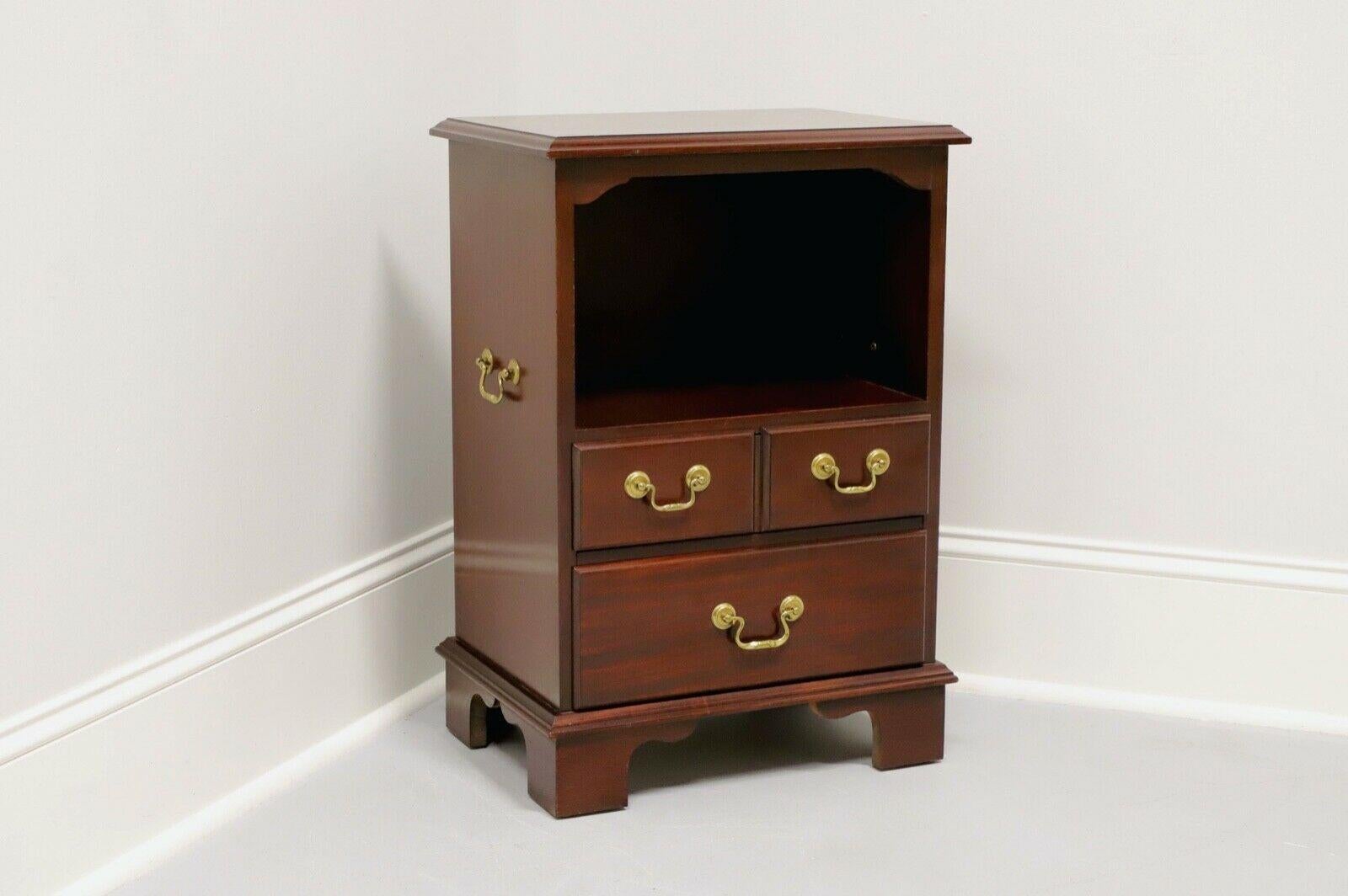 Brass Vintage Inlaid Mahogany Traditional Open Cabinet Nightstand