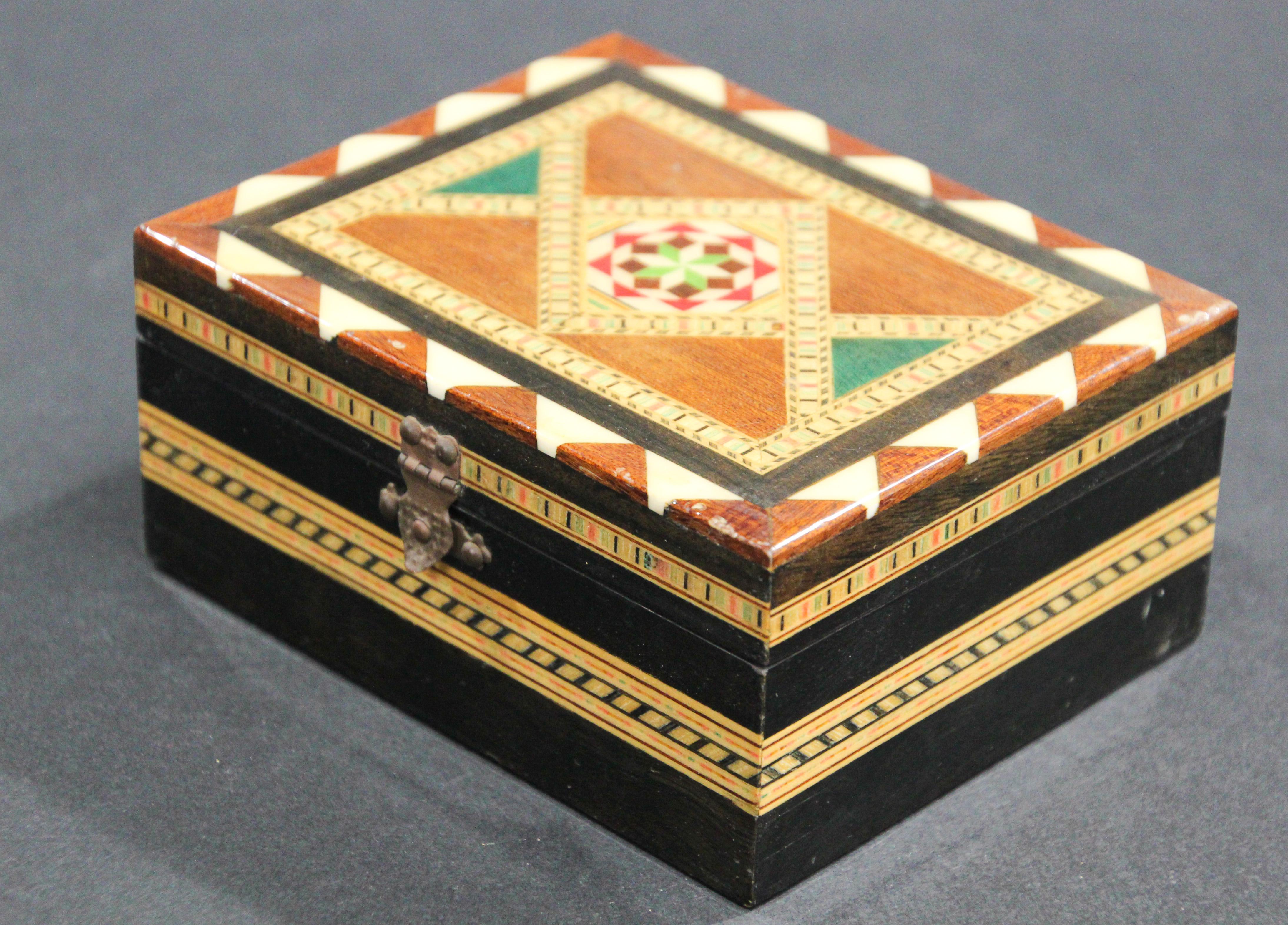 Moorish Vintage Inlaid Marquetry Trinket Box from Spain by Victor Molero