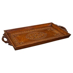 Vintage Inlaid Serving Tray, English, Walnut, Afternoon Tea, Art Deco, C.1940