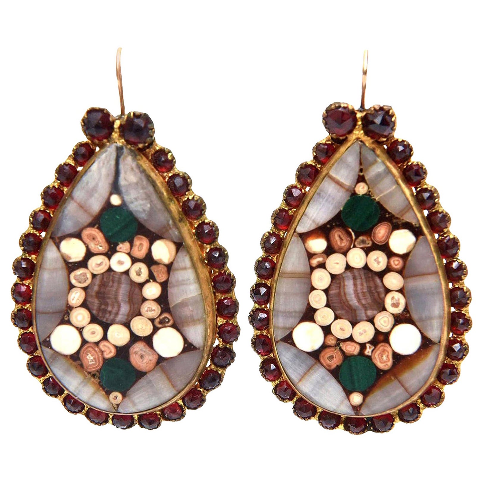 Pendientes de Ágata, Cuarzo, Piedra Granates Colgantes Pareja De Vintage en venta