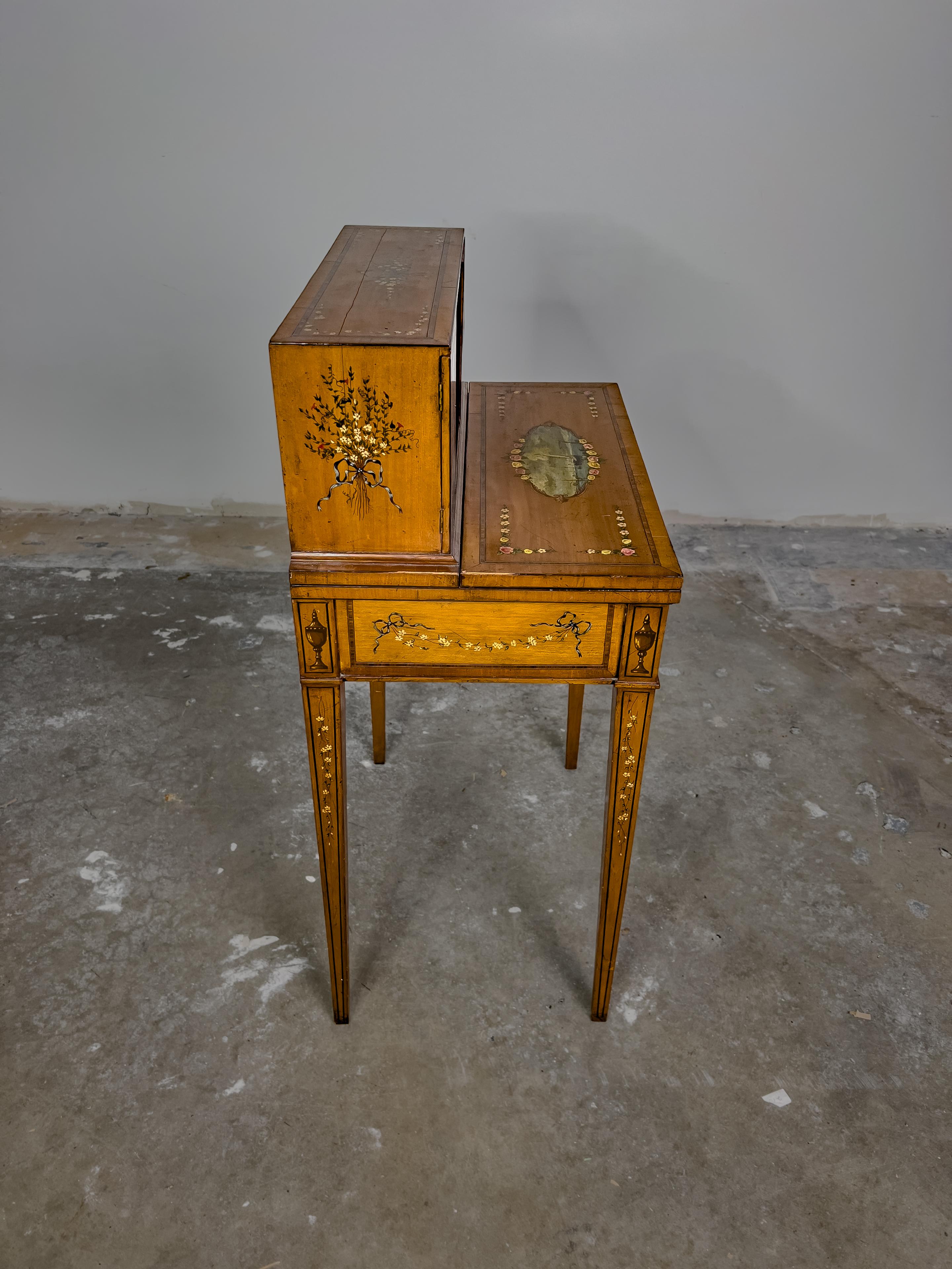 Adam Style Vintage Inlay and Hand Painted Desk For Sale