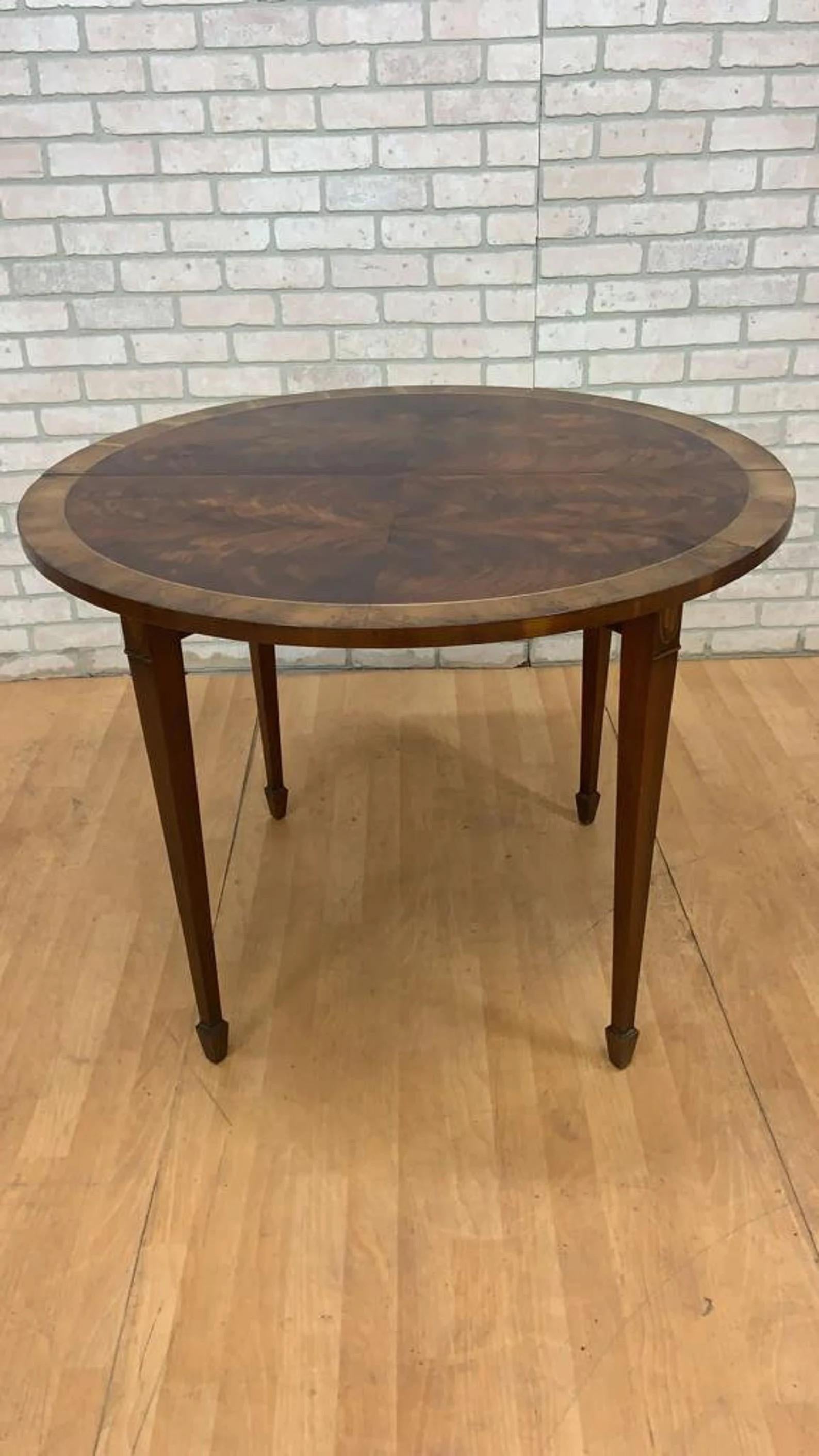 Vintage Inlay Flame Mahagoni Tisch mit klappbarer Demi Lune Konsole im Angebot 2