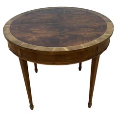 Mesa vintage de caoba flameada con consola Demi Lune plegable