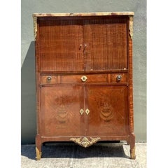 Secretaire vintage con intarsio e piano in pietra A. Stone