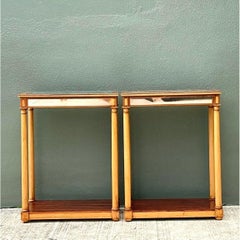 Vintage Inset Mirror Aide Tables - A Pair