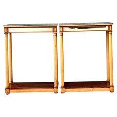 Vintage Inset Mirror Aide Tables - A Pair