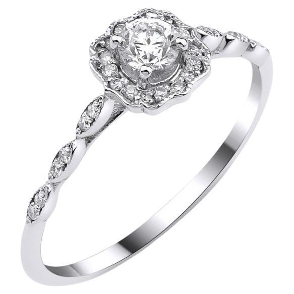 Anillo de compromiso de diamantes de 0,34 ct de inspiración vintage