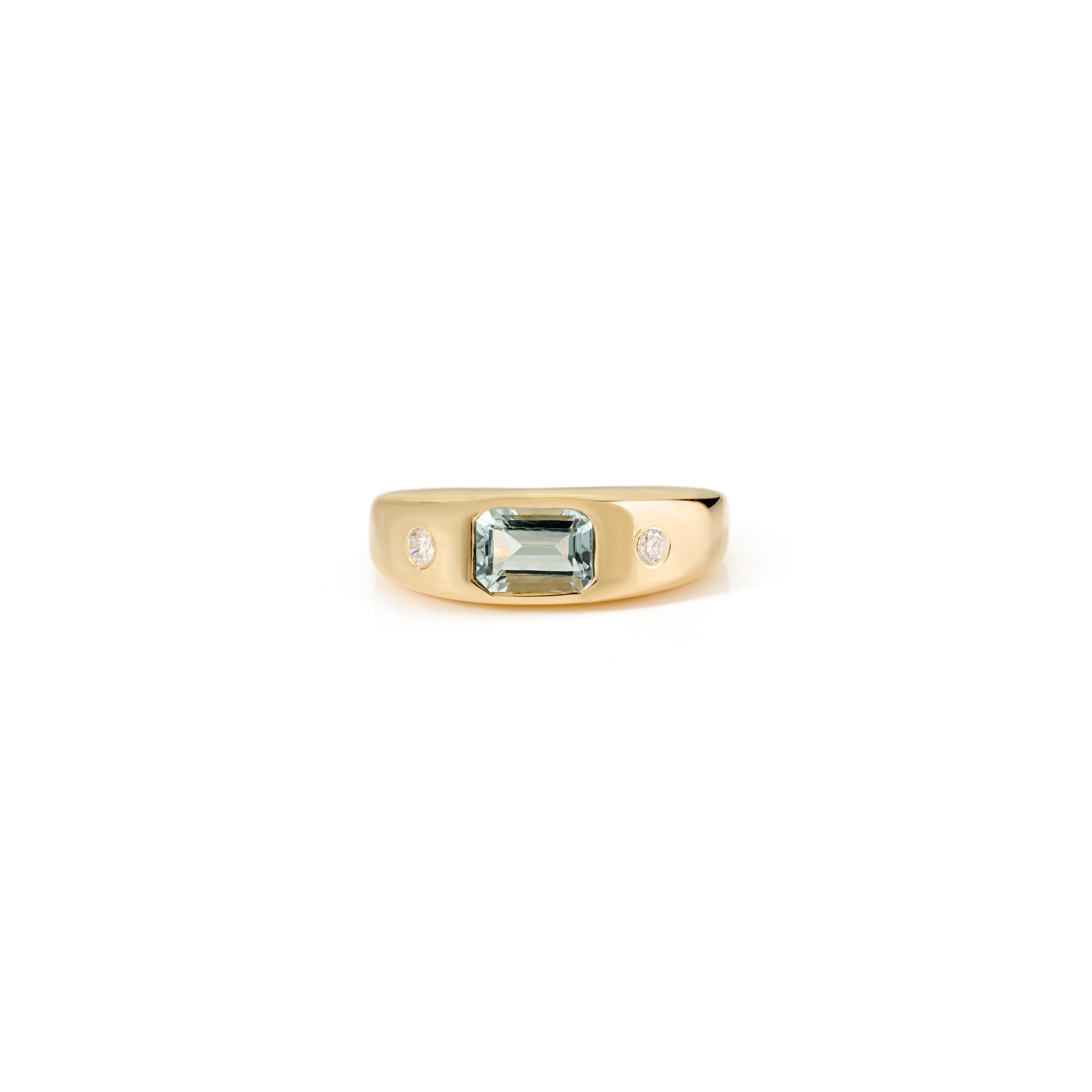 in vendita:  Anello Gypsy di ispirazione vintage con acquamarina e diamanti da 1,05 carati in oro giallo 18 carati 3