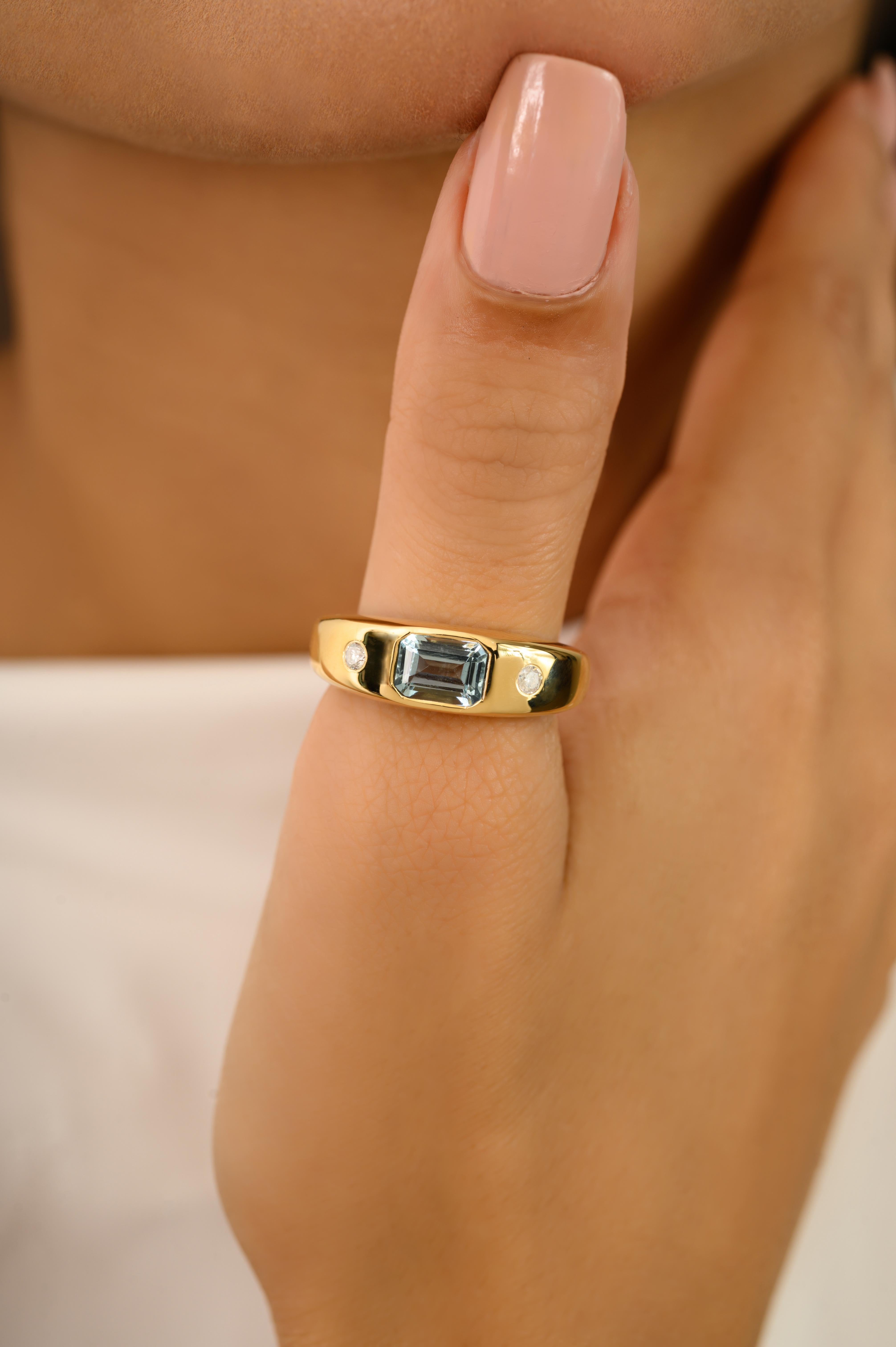 in vendita:  Anello Gypsy di ispirazione vintage con acquamarina e diamanti da 1,05 carati in oro giallo 18 carati 4