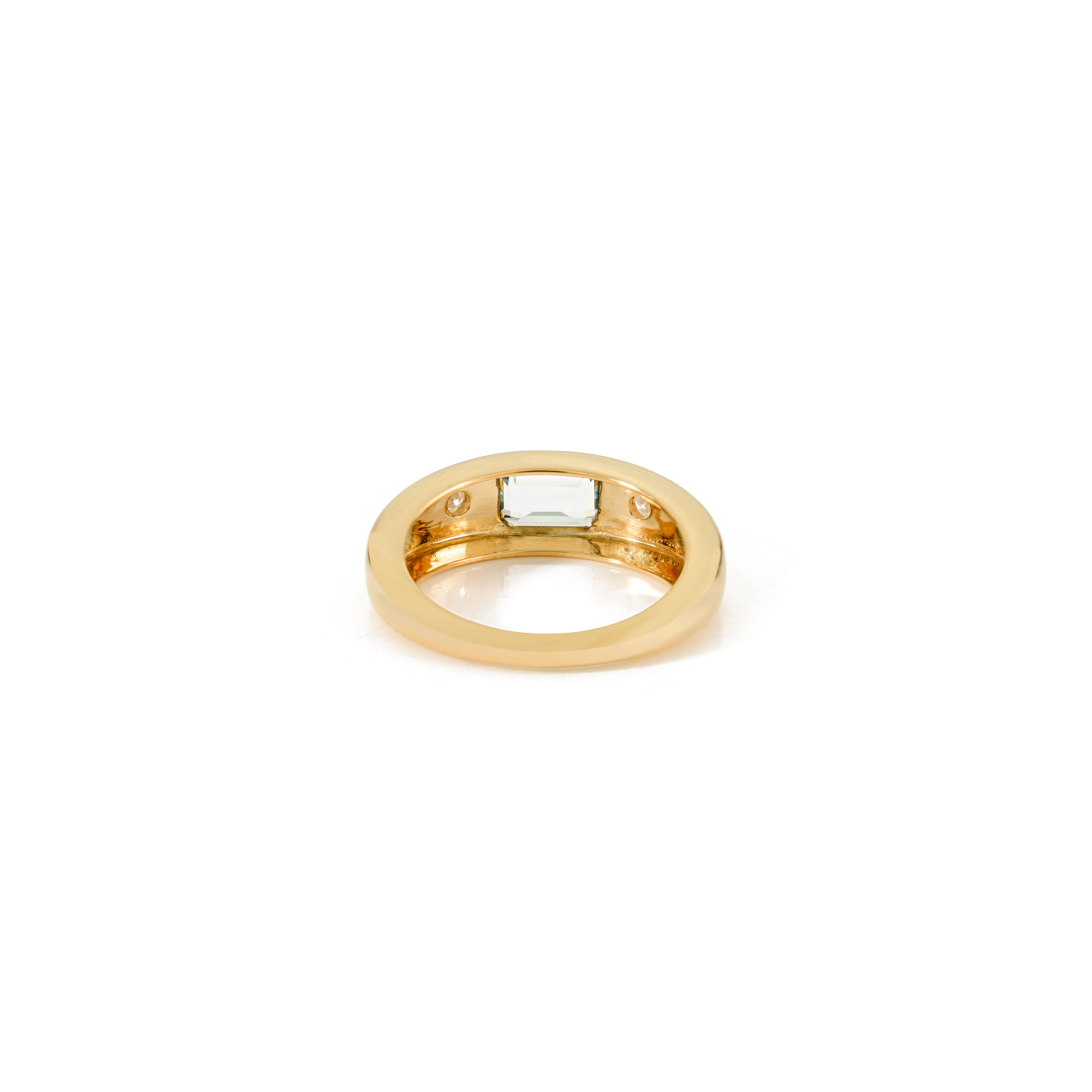 in vendita:  Anello Gypsy di ispirazione vintage con acquamarina e diamanti da 1,05 carati in oro giallo 18 carati 7