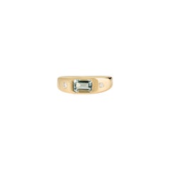Anello Gypsy di ispirazione vintage con acquamarina e diamanti da 1,05 carati in oro giallo 18 carati