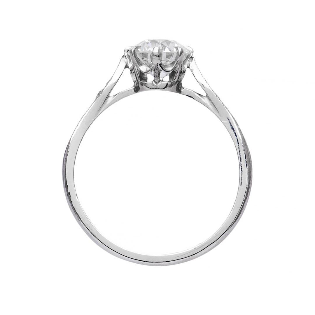 Vintage Inspired 1.06 Carat Old European Cut Diamond Platinum Engagement Ring (Edwardian) im Angebot
