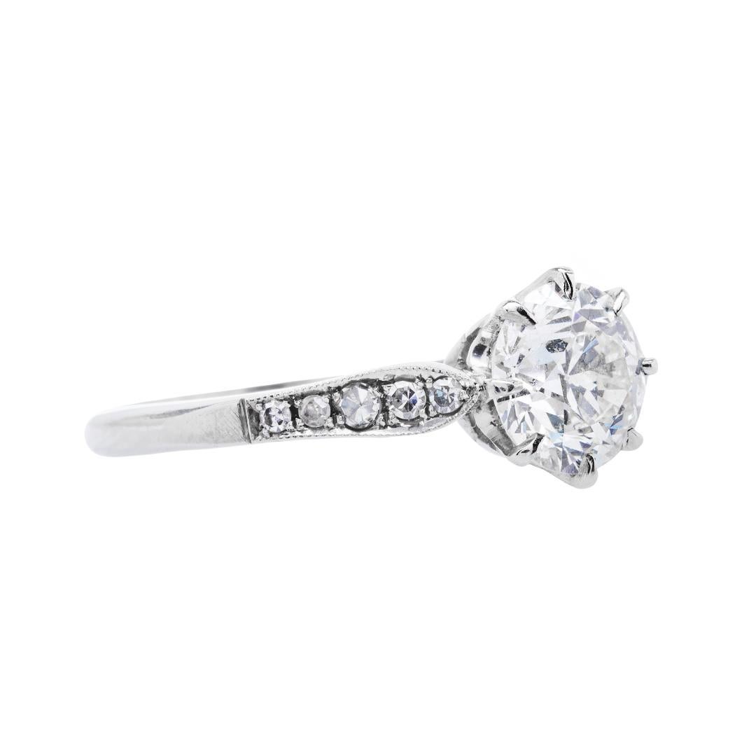 Vintage Inspired 1.06 Carat Old European Cut Diamond Platinum Engagement Ring im Zustand „Neu“ im Angebot in Beverly Hills, CA