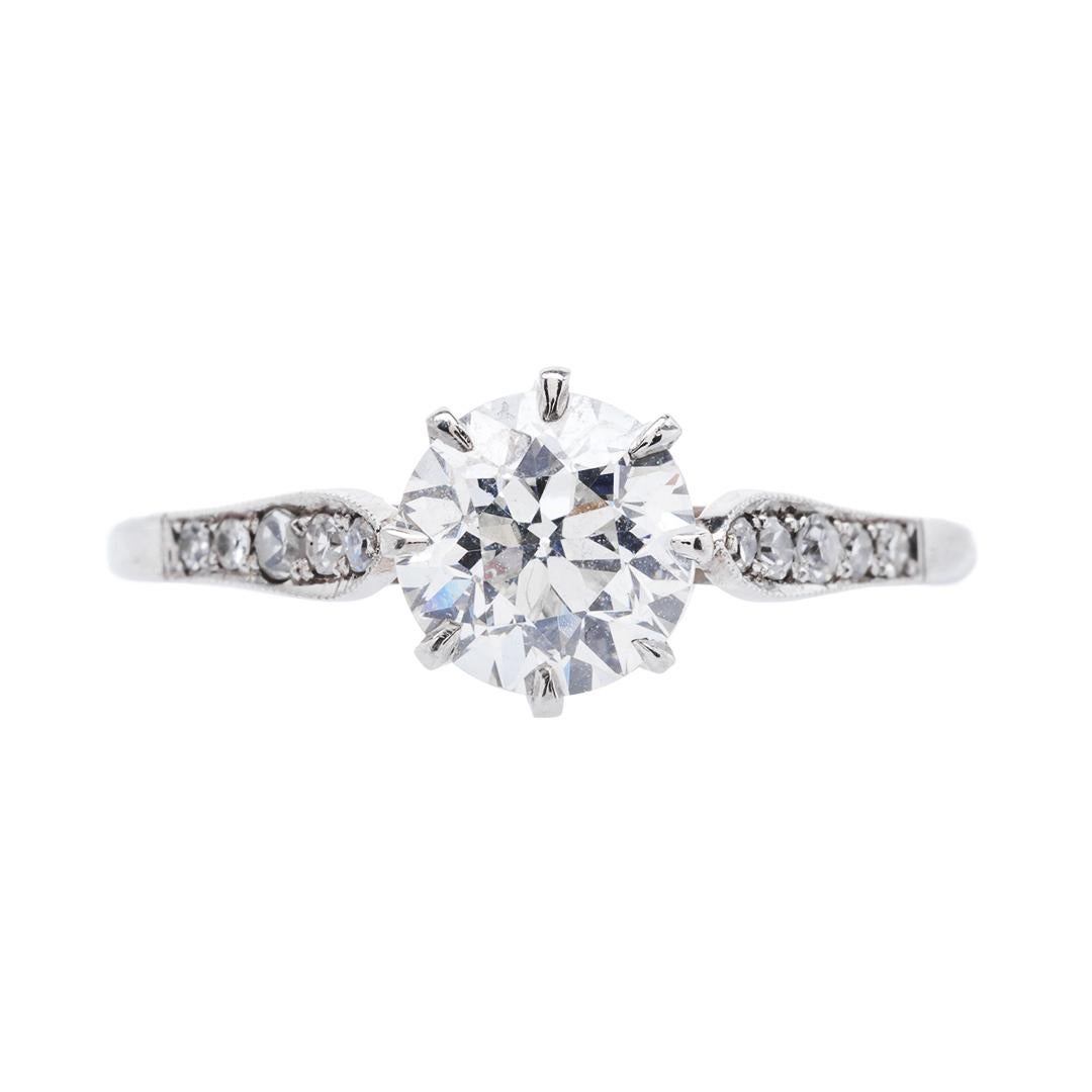 Vintage Inspired 1.06 Carat Old European Cut Diamond Platinum Engagement Ring im Angebot