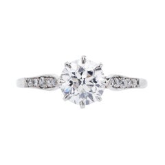 Vintage Inspired 1.06 Carat Old European Cut Diamond Platinum Engagement Ring