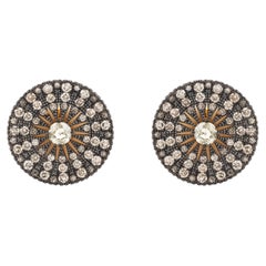 Vintage-Inspired 1.08 Carat Diamond Medallion Stud Earrings in 18k Yellow Gold
