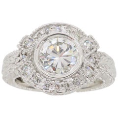 Bague d'inspiration vintage en or blanc 14 carats avec diamants de 1,27 carat