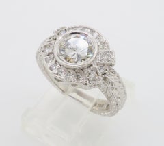 Vintage Inspired 1.27 Carat Diamond Ring Made in 14 Karat White Gold