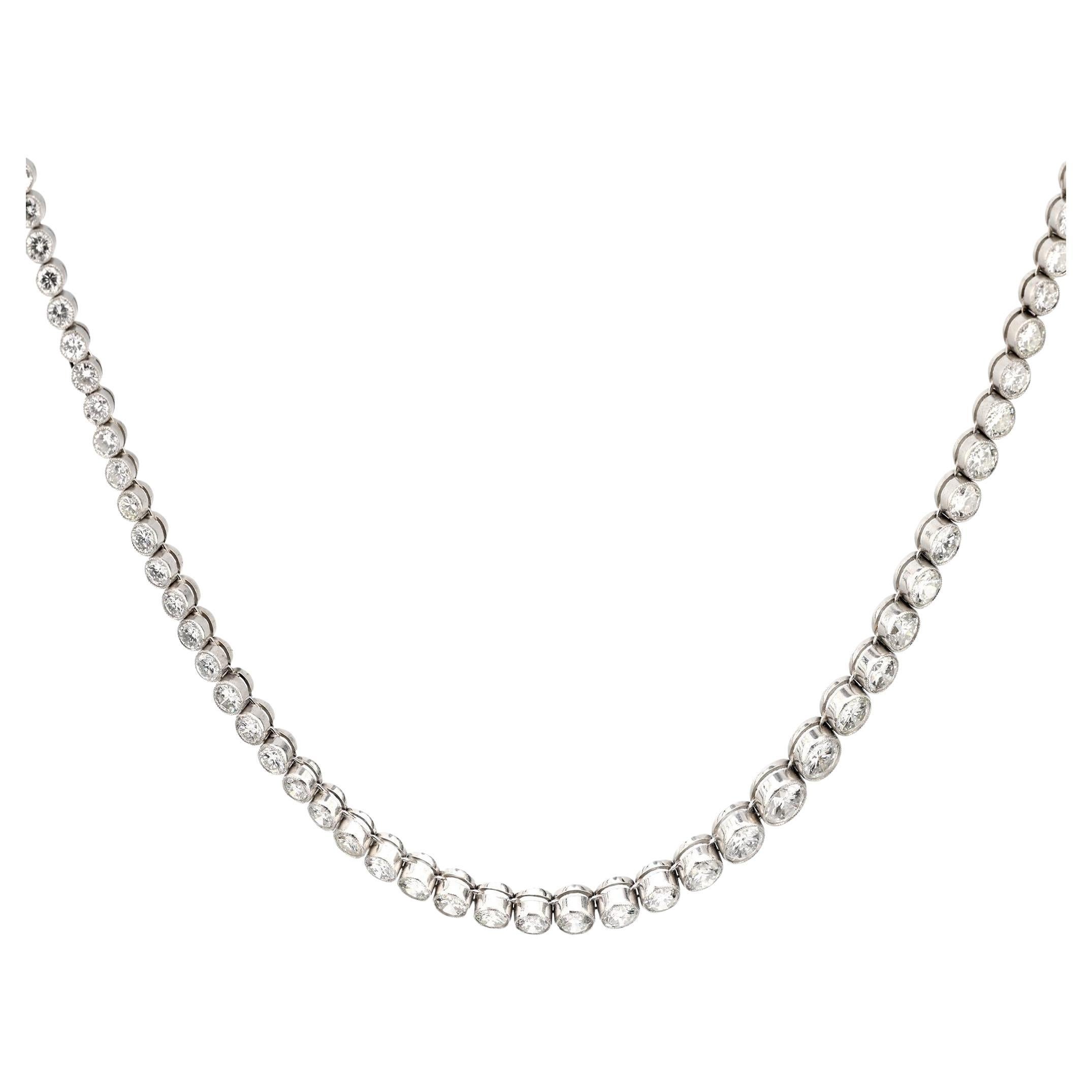 Vintage Inspired 14.58 carat total diamond weight platinum riviera necklace