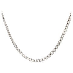 Vintage Inspired 14.58 carat total diamond weight platinum riviera necklace
