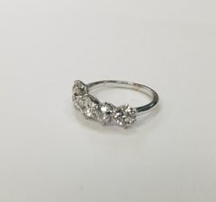 Vintage inspired 14k white gold 5-Stone Old European Cut Diamond Ring 2.50crt.
