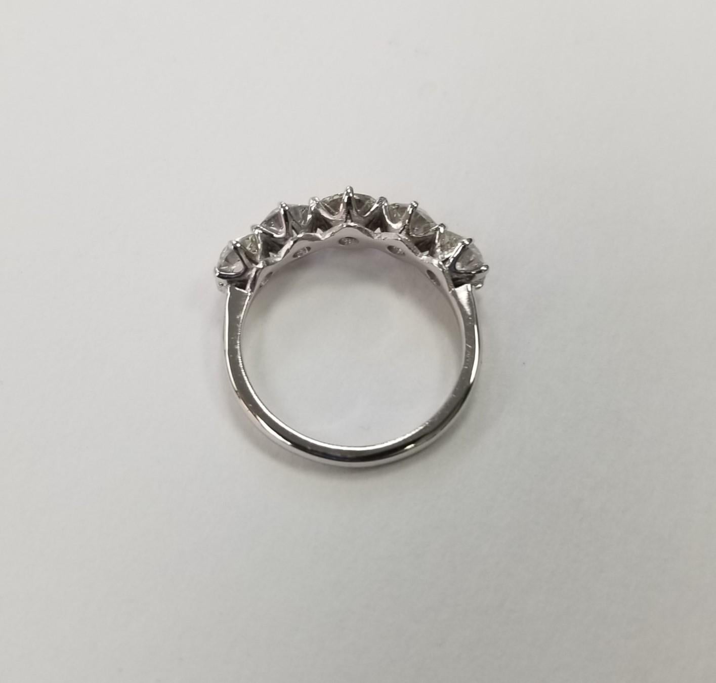 Contemporary Vintage inspired 14k white gold 5-Stone Old European Cut Diamond Ring 2.50crt. For Sale