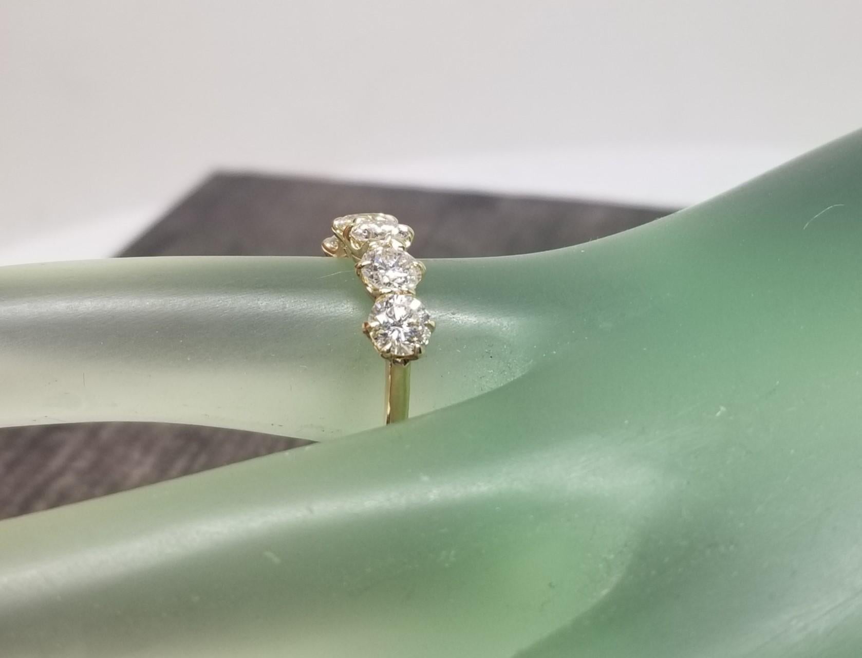 Vintage inspired 14k yellow gold 5-Stone Brilliant Cut Diamond Ring 1.65cts. For Sale 1
