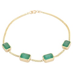 Bracelet d'inspiration vintage en or jaune 14k serti d'émeraudes pour femmes