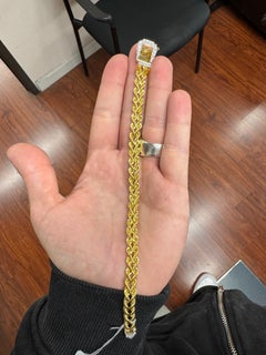 Vintage-Inspired 14k Yellow Gold Double Chain Belt Buckle Bracelet with Diamonds