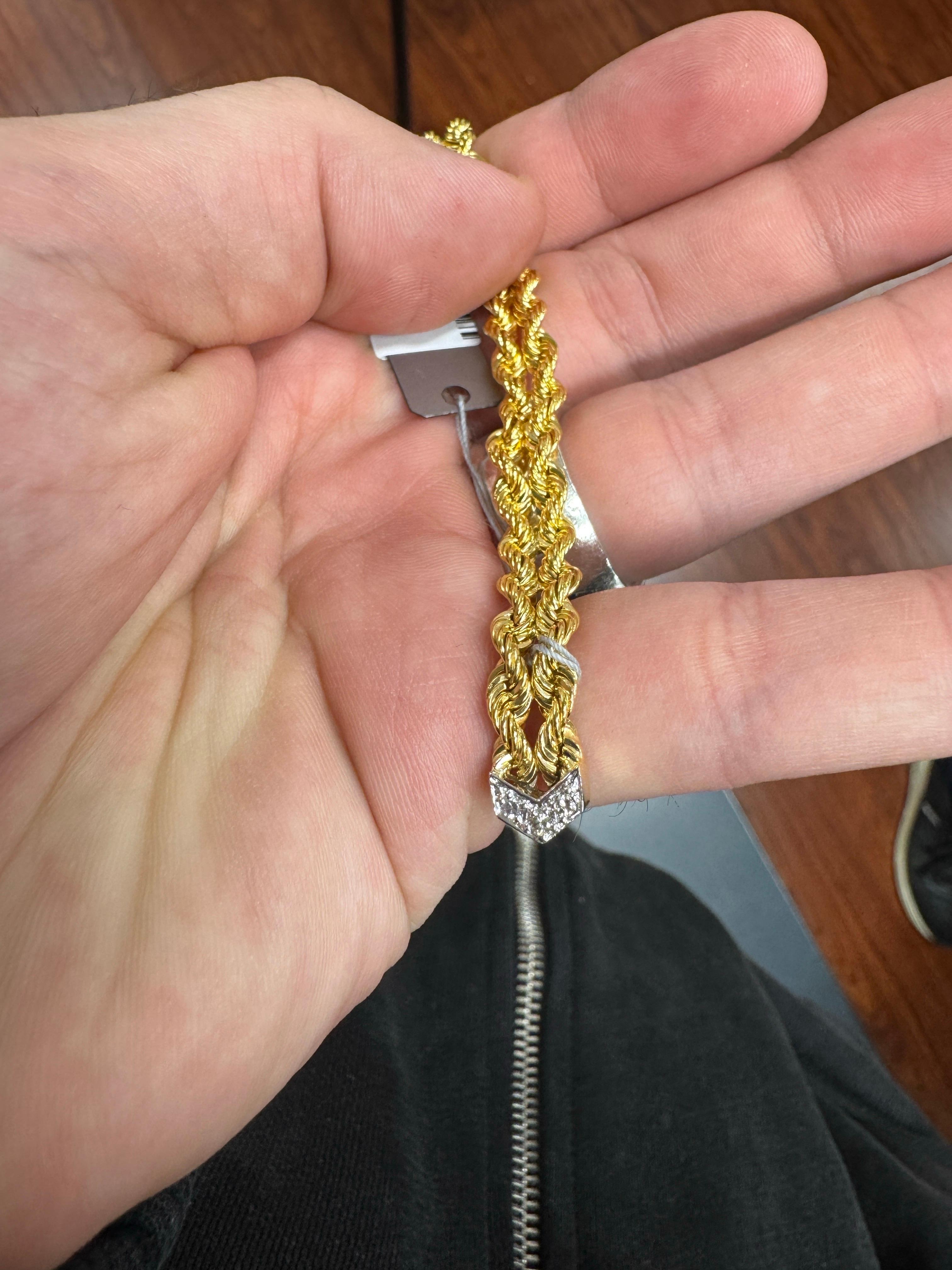 Vintage-Inspired 14k Yellow Gold Double Chain Belt Buckle Bracelet with Diamonds For Sale 2