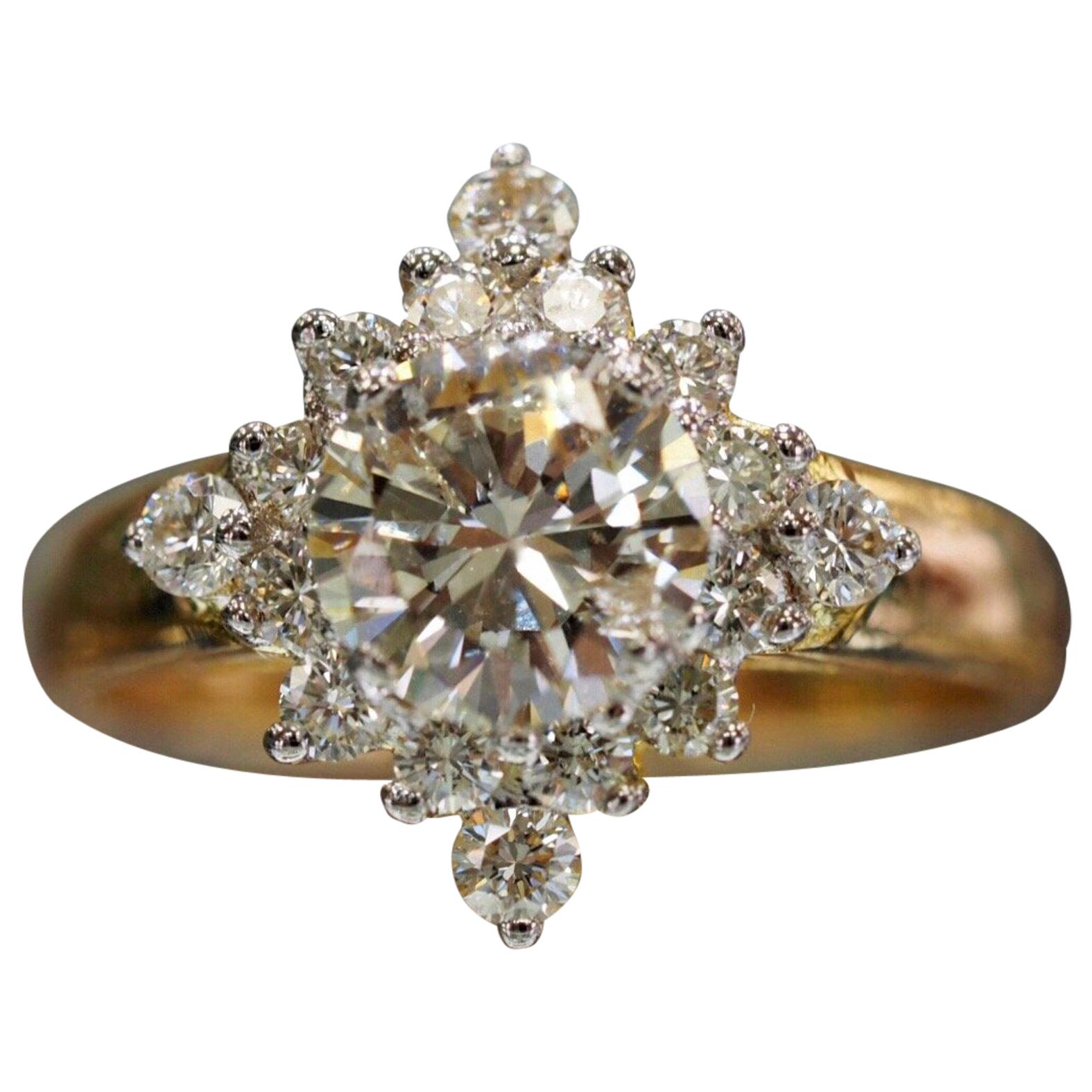 Vintage Inspired 1.56 Carat 14 Karat Diamond Starburst or Fashion Ring For Sale