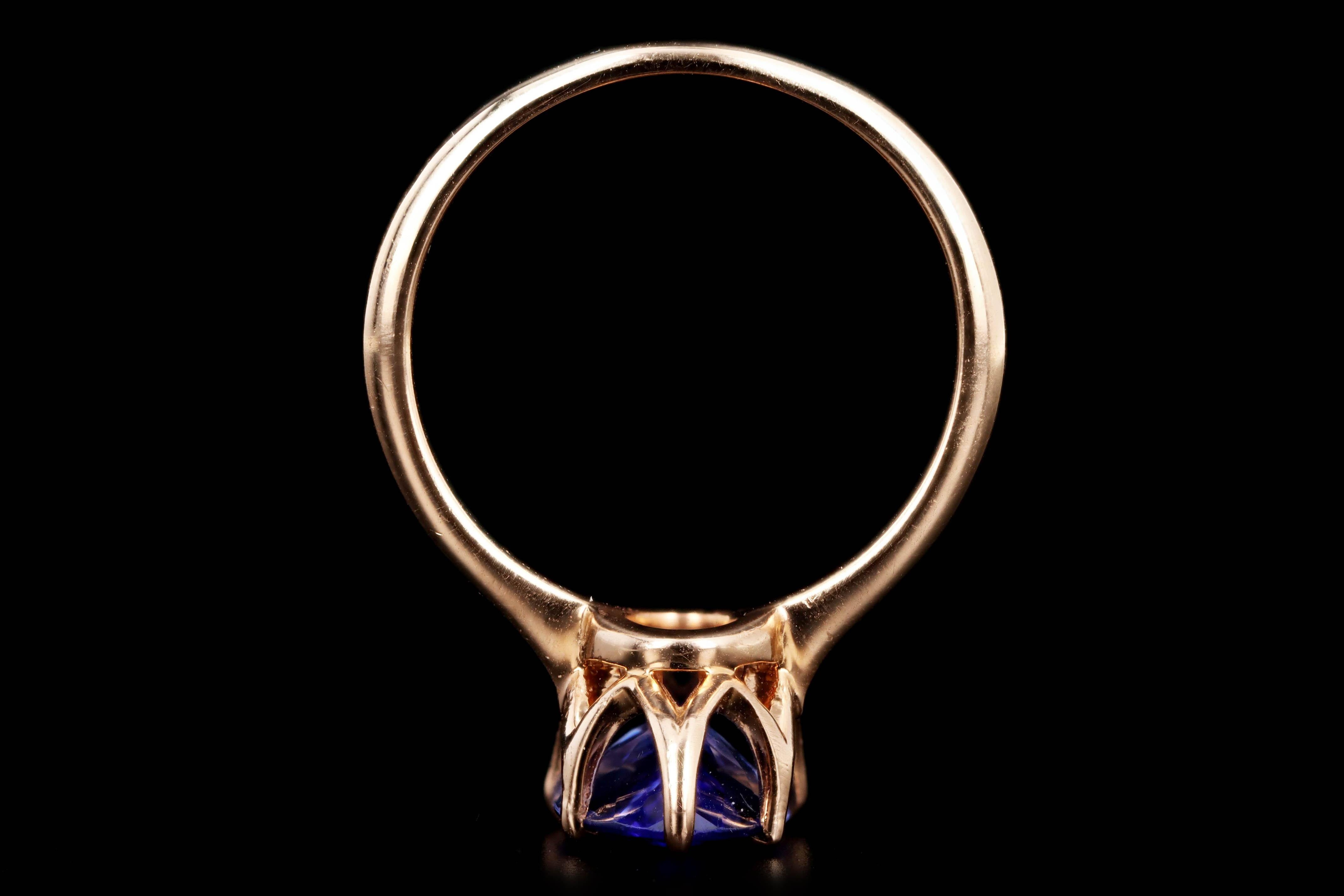 Women's Vintage Inspired 18K Rose Gold 2.14 Carat Pear Tanzanite Solitaire Ring