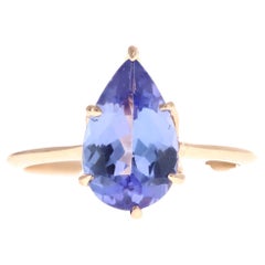 Vintage Inspired 18K Rose Gold 2.14 Carat Pear Tanzanite Solitaire Ring