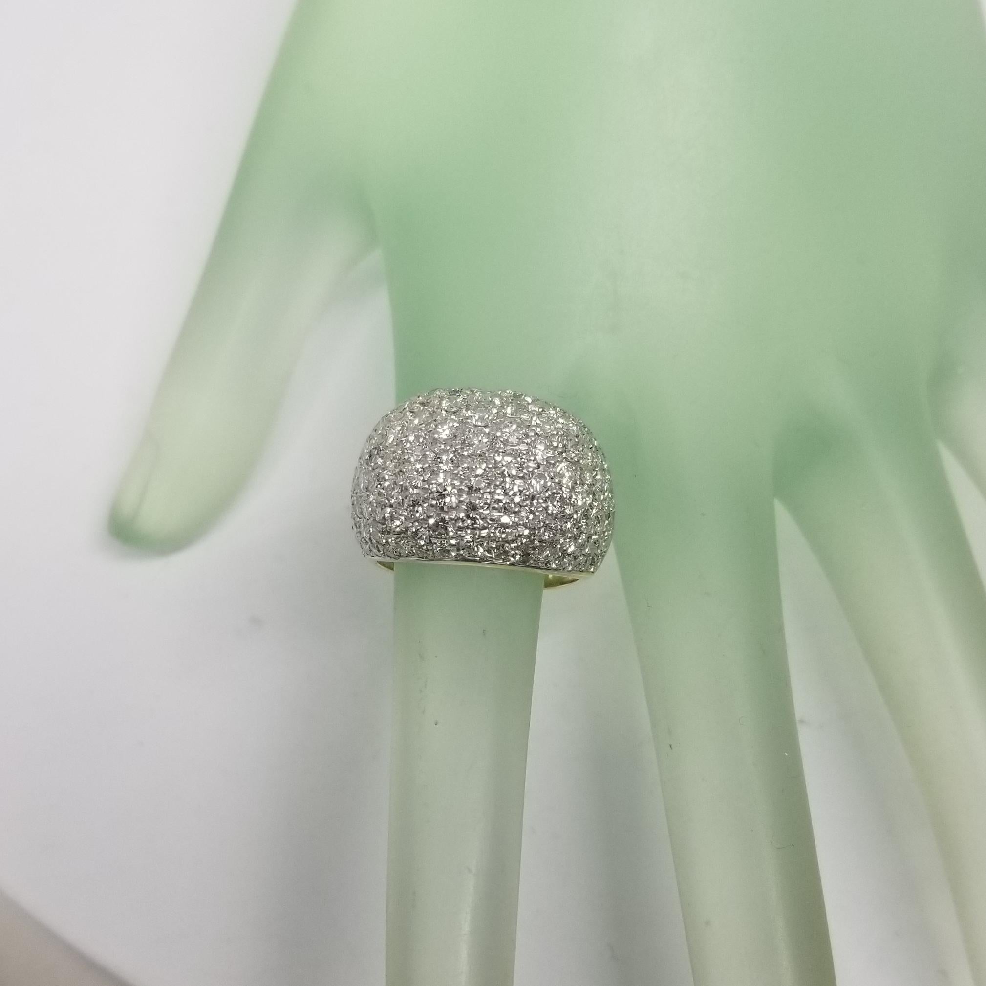 Vintage Inspired 18 Karat Yellow Gold Domed Diamond Pavé Ring with 4.52 Carat In New Condition For Sale In Los Angeles, CA