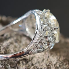 Vintage-Inspired 6.5ct Old European Cut Natural Diamond Ring in 18K White Gold