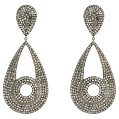 Vintage-Inspired 8.26ct Diamond Openwork Teardrop Dangles in 14Kt