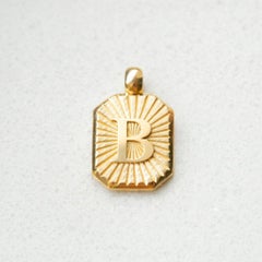 Vintage Inspired Alphabet Letter "B" Pendant 14K Solid Gold Heirloom Jewelry