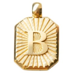 Vintage Inspired Alphabet Letter "B" Pendant 14K Solid Gold Heirloom Jewelry