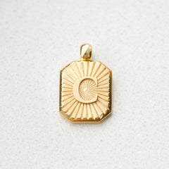 Vintage Inspired Alphabet Letter "C" Pendant 14K Solid Gold Heirloom Jewelry