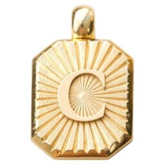 Vintage Inspired Alphabet Letter "C" Pendant 14K Solid Gold Heirloom Jewelry