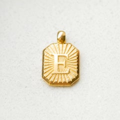 Vintage Inspired Alphabet Letter "E" Pendant 14K Solid Gold Heirloom Jewelry