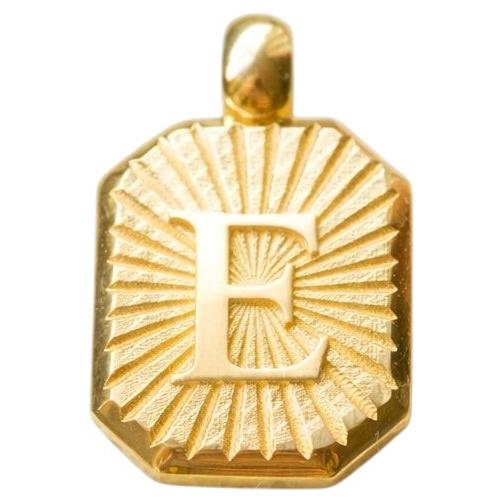 Vintage Inspired Alphabet Letter "E" Pendant 14K Solid Gold Heirloom Jewelry